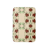 赤でアクセントの付いた茶色のフローラマット バスマット (正面縦)