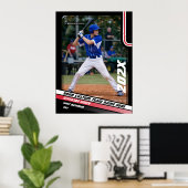 赤でデザインされたカスタム野球選手ギフト ポスター (ホームオフィス)