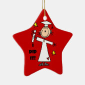 赤で卒業した白いステッキフィギュア・ガール セラミックオーナメント (右)