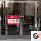 赤で売り物またはオープンハウス |不動産実在QRコード ウィンドウサイン (オフィスドア)