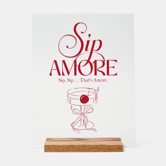 赤で手描きのThat's Amore ブライダルシャワー アクリルサイン (正面)