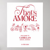 赤で手描きのThat's Amore ブライダルシャワー ポスター (正面)