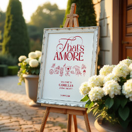 赤で手描きのThat's Amore ブライダルシャワー ポスター