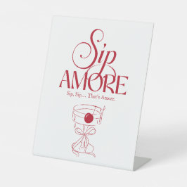 赤で手描きのThat's Amore ブライダルシャワー 台座サイン