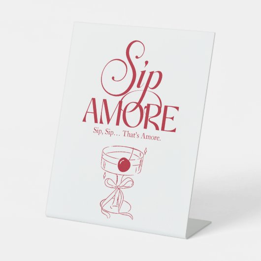 赤で手描きのThat's Amore ブライダルシャワー 台座サイン (正面)
