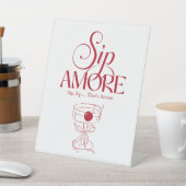 赤で手描きのThat's Amore ブライダルシャワー 台座サイン (インサイチュ)