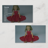 赤で服を着る女の赤ちゃんの人形 名刺 (正面/裏面)