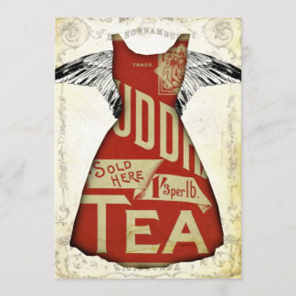 赤で服を着る茶パーティの招待状 招待状