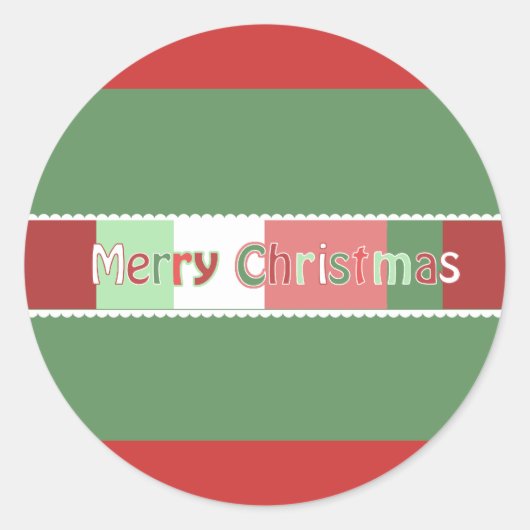 赤で表示されたクリスマスステッカーが色を選択 ラウンドシール (正面)