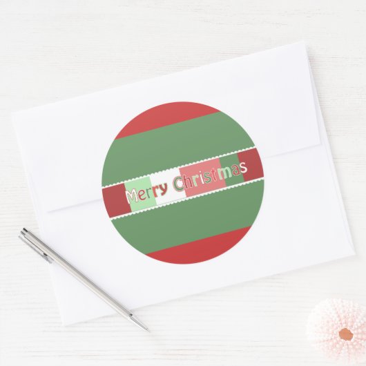 赤で表示されたクリスマスステッカーが色を選択 ラウンドシール (封筒)