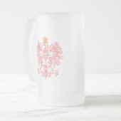 赤で輪郭を描かれるポーランドのワシ フロストグラスビールジョッキ (正面左)