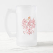 赤で輪郭を描かれるポーランドのワシ フロストグラスビールジョッキ (左)