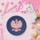 赤で輪郭を描かれるポーランドのワシ ペーパープレート (パーティー)