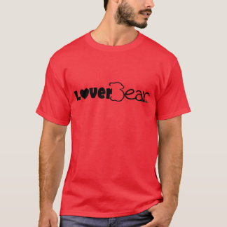 赤で黒いLoverBearのロゴ Tシャツ