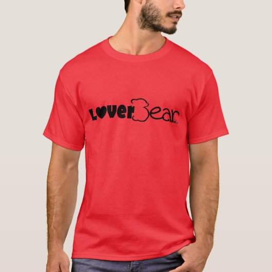 赤で黒いLoverBearのロゴ Tシャツ (正面)