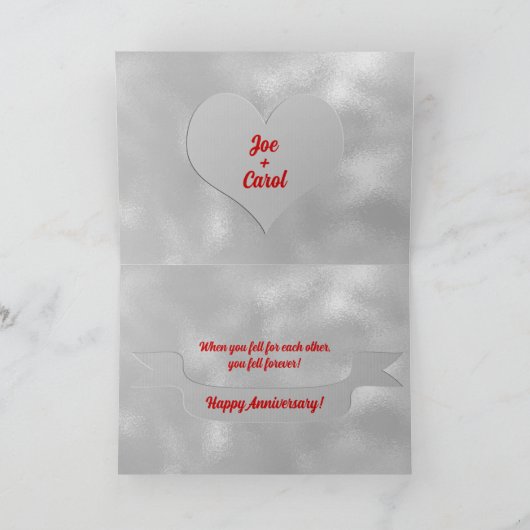 赤で1結婚周年おめでとう カード (内部)