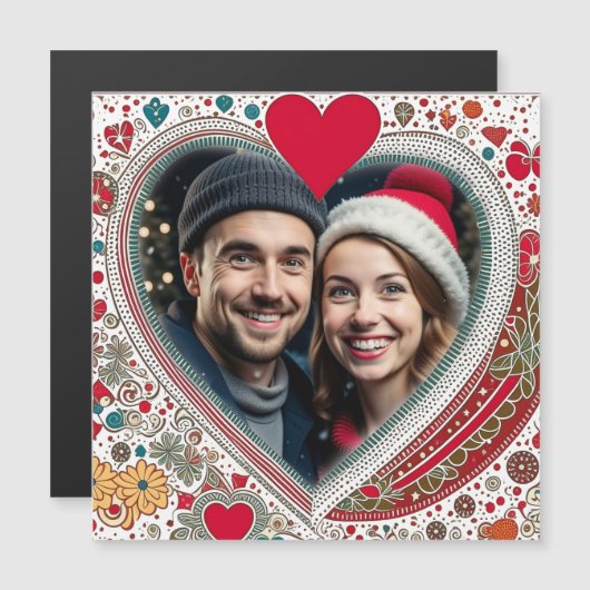 赤とかわいらしターコイズハートフレーム (正面/裏面)