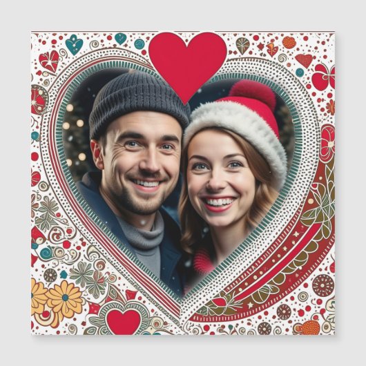 赤とかわいらしターコイズハートフレーム (正面)