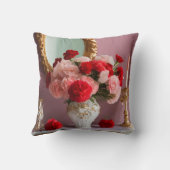 赤とかわいらしピンクの花枕 クッション (裏面)