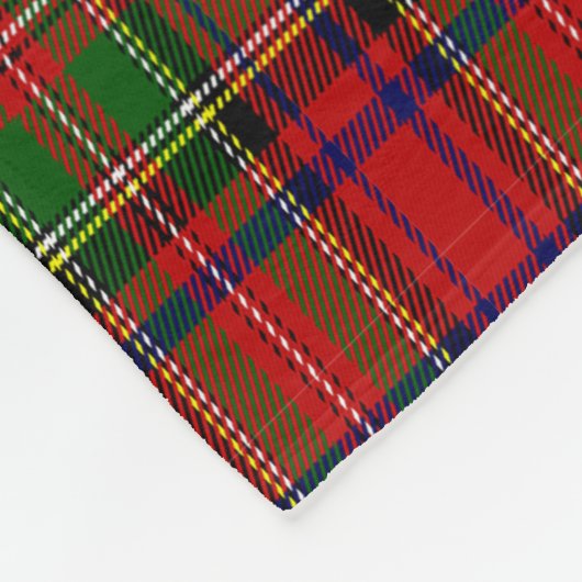 赤とかわいらし緑のタータンチェック格子模様クリスマス フリースブランケット (角)