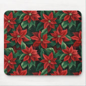 赤とかわいらし緑のポインセティアスのデジタルアート マウスパッド (正面)