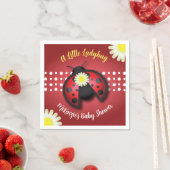 赤とかわいらし黒のレディバグデイジーベビーシャワー スタンダードカクテルナプキン (インサイチュ)