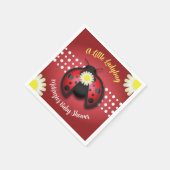 赤とかわいらし黒のレディバグデイジーベビーシャワー スタンダードカクテルナプキン (角)