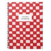 赤とはっきりしたピンクのチェッカーボードパターン ノートブック (正面)