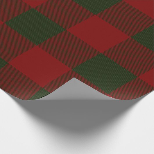 赤とはっきりした緑の格子模様のクリスマスプレゼント ラッピングペーパー (角)