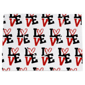 赤とはっきりした黒のロマンチックなパターンデザイン ラージペーパーバッグ (正面)