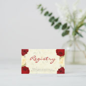 赤とアイボリーのバラ結婚のレジストリカード エンクロージャーカード (スタンド正面)