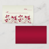 赤とアイボリーのフローラプレイスカード プレイスカード (正面/裏面)