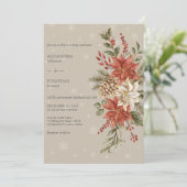 赤とアイボリーのポインセチア雪の結婚上Taupe 招待状 (スタンド正面)