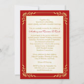 赤とアイボリーのリボン プリント 50周年記念招待状 招待状 (裏面)