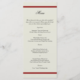 赤とアイボリーの映画ヴィンテージウェディングメニュー メニュー