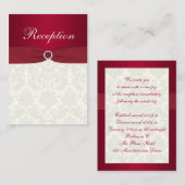 赤とアイボリーのDamaskエンクロージャカード エンクロージャーカード (正面/裏面)