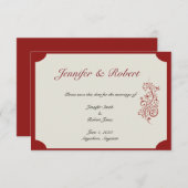 赤とアイボリーのFiligreeヴィンテージ日付の保存 セーブザデート (正面/裏面)