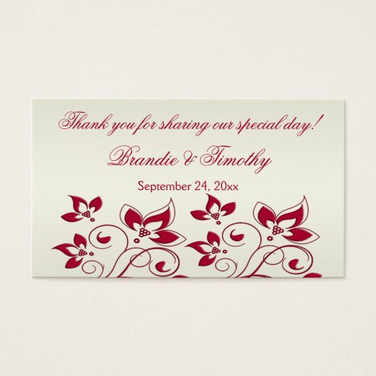 赤とアイボリーフローラ結婚式の引き出物ラベル (正面)