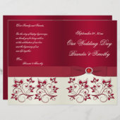 赤とアイボリーフローラ結婚式 プログラム (正面/裏面)