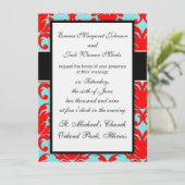 赤とアクアの美しいダマフォーマルスク 招待状 (スタンド正面)