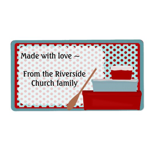 赤とアクアキッチンラベル ラベル (正面)