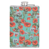 赤とアクアポピーのパターン フラスク (裏面)