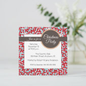 赤とアクア水玉模様クリスマスパーティー 招待状 (スタンド正面)