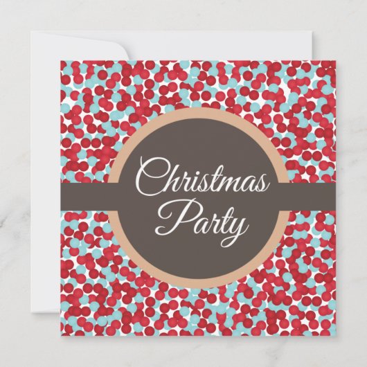 赤とアクア水玉模様クリスマスパーティー 招待状 (裏面)