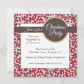 赤とアクア水玉模様クリスマスパーティー 招待状 (正面)