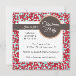 赤とアクア水玉模様クリスマスパーティー 招待状