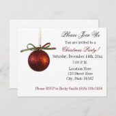 赤とエレガントなクリスマスオーナメント クリスマスパーティー 招待状 (正面/裏面)