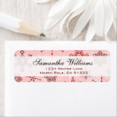 赤とエレガントピンクのホリデースノーフレーク ラベル (インサイチュ)