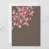 赤とエレガントピンクの花を開花赤ちゃんシャワー 招待状 (裏面)