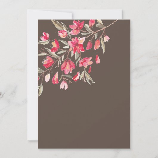 赤とエレガントピンクの花を開花赤ちゃんシャワー 招待状 (裏面)